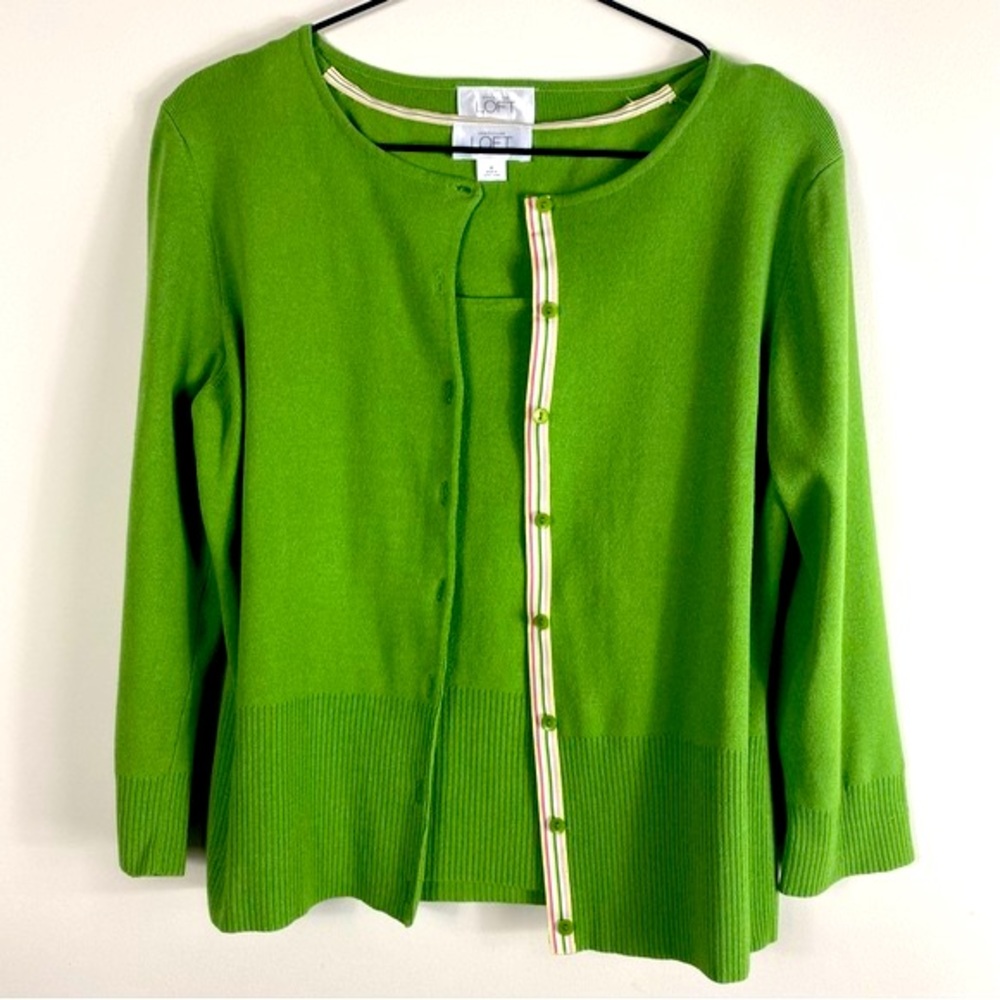 Loft Green Cardigan and Knit Tank TwinSet